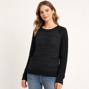 Generation Love Classic Black Crewneck Sweater with Silver Accents